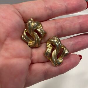 Vintage Faux, Gold Costume Jewelry Clip On Earrings.